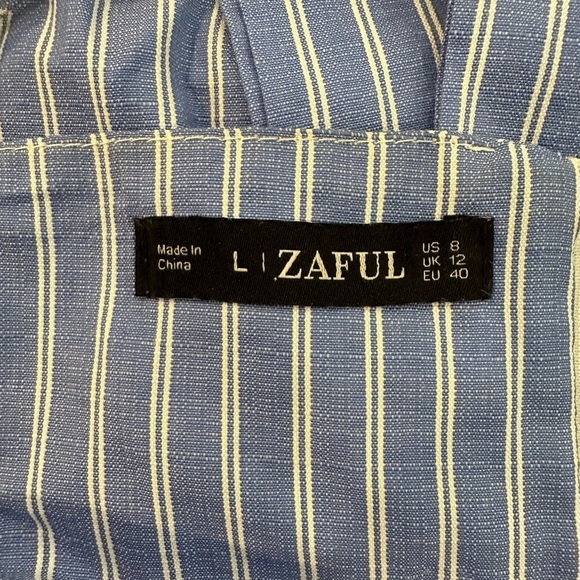 Zaful Striped blue and white L dress tunic top straps  and belt EUC - Picture 9 of 12